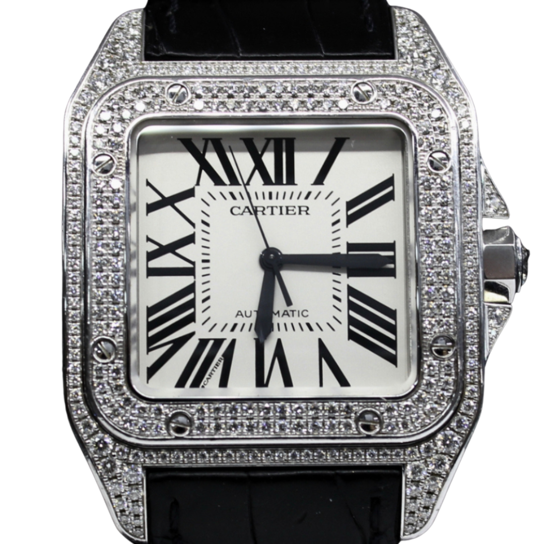 Cartier diamond watch on sale santos